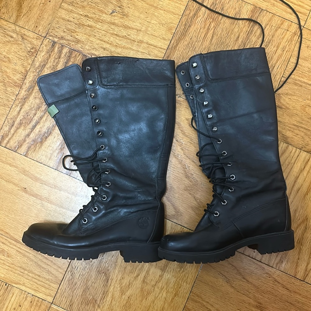 Vintage Black Leather Timberland Boots